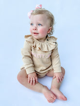 Load image into Gallery viewer, Girls Sweater Weather; Cream Cardigan Ruffled Neck **EMBROIDERY INCLUDED**