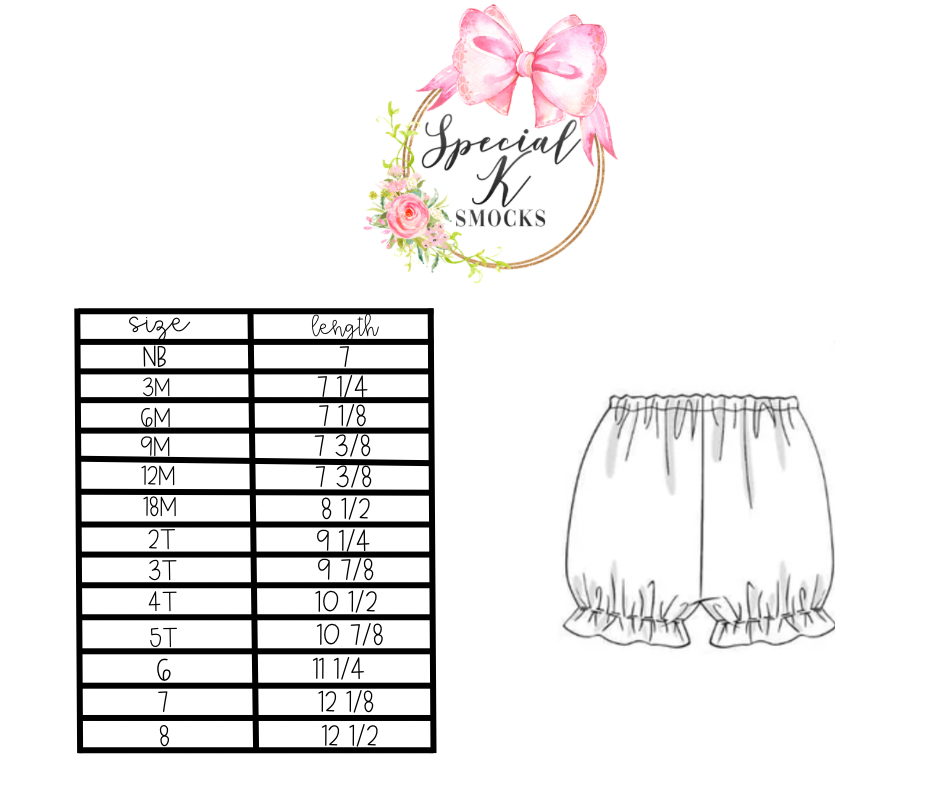 True Bloomers Size Chart