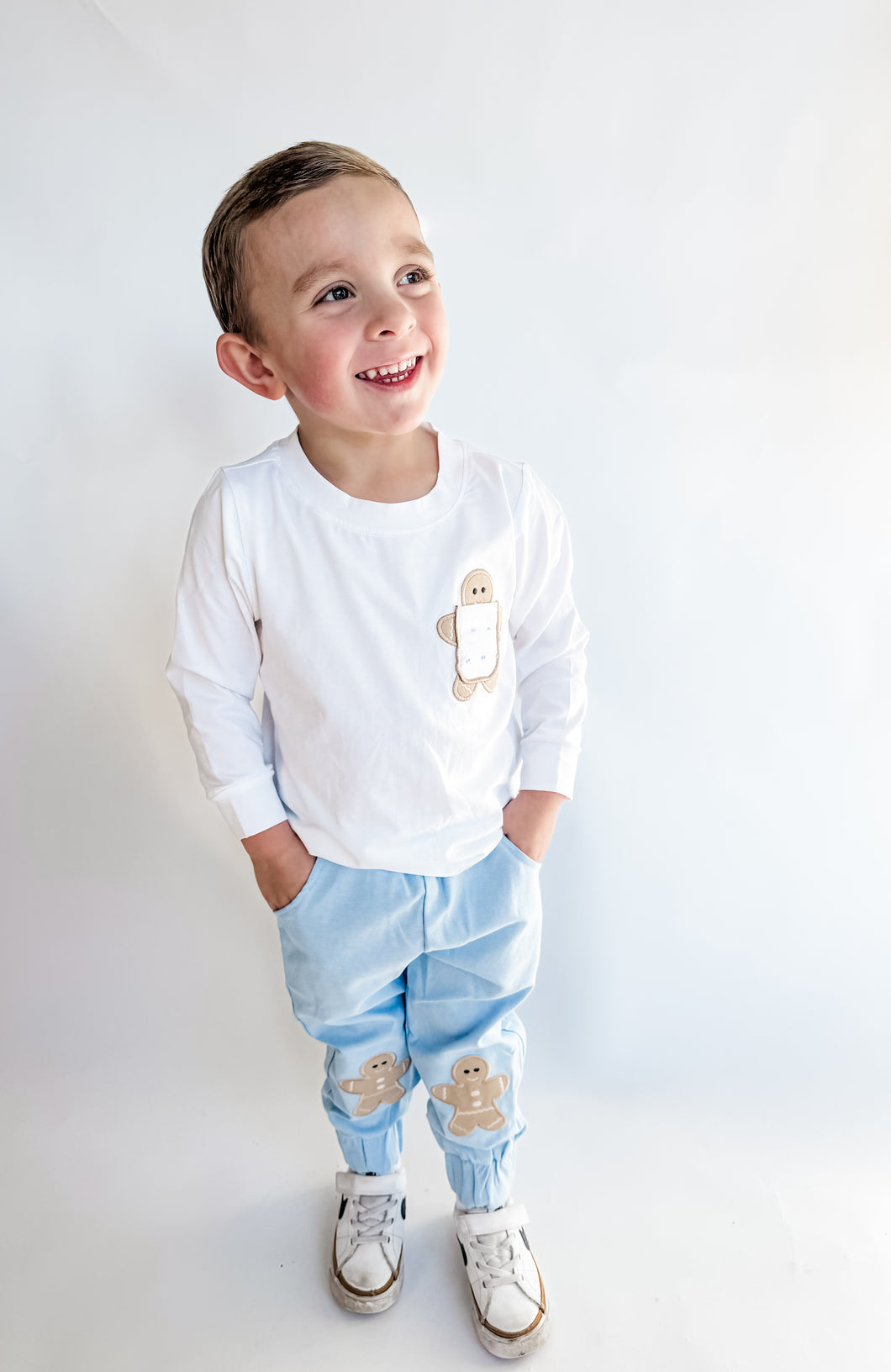 Boys Gingerbread Giggles Appliqué Gingerbread Oxford Jogger Set