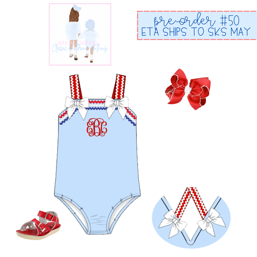 Girls America the Bowtiful One Piece Swim Pre-Order