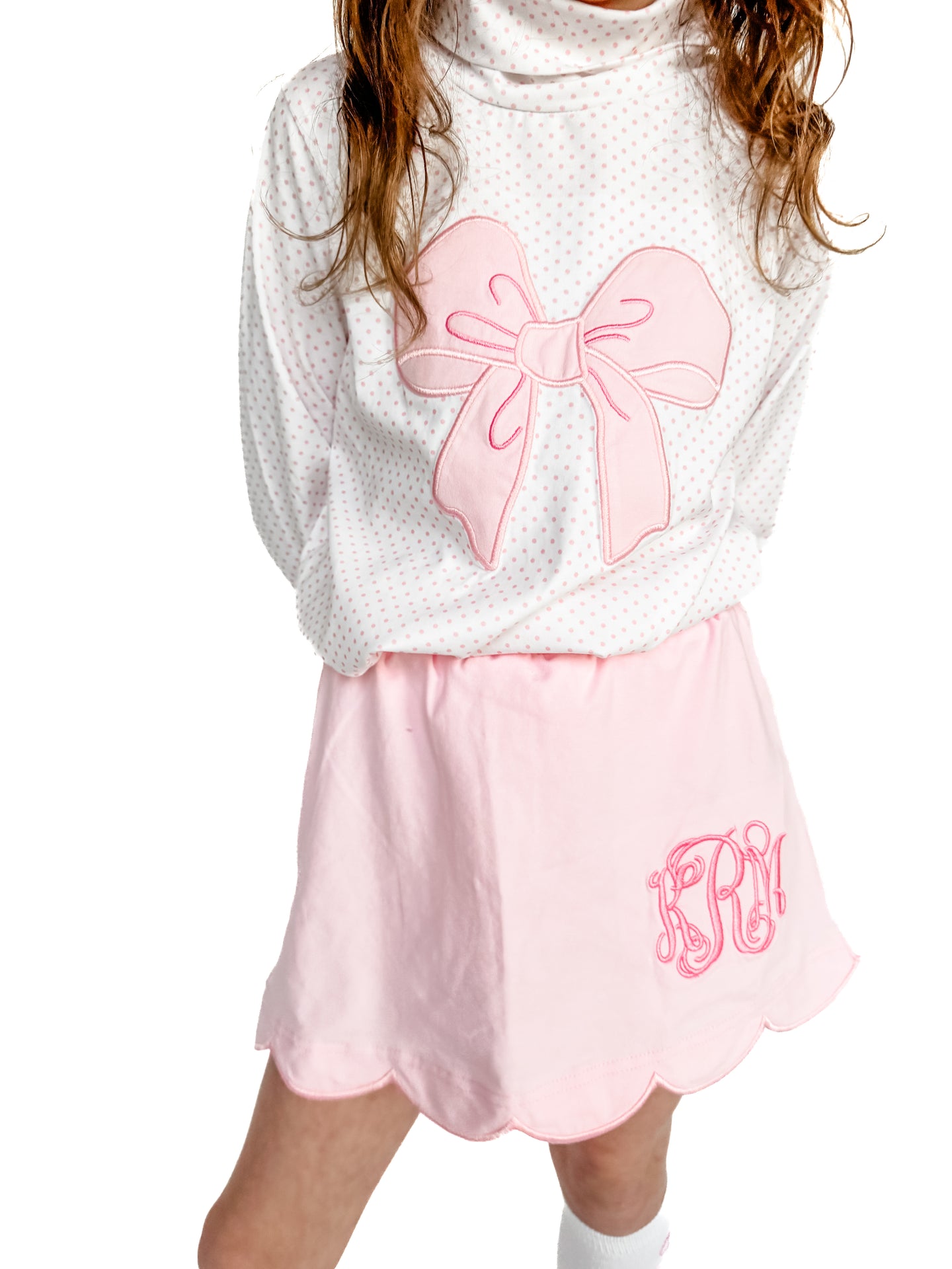 GIRLS LITTLE DOTTY BOW SKORT SET