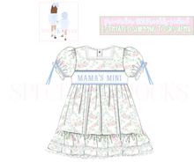 Load image into Gallery viewer, PRE-ORDER #61;  Freshly Picked Name Smocked Girls Dress
