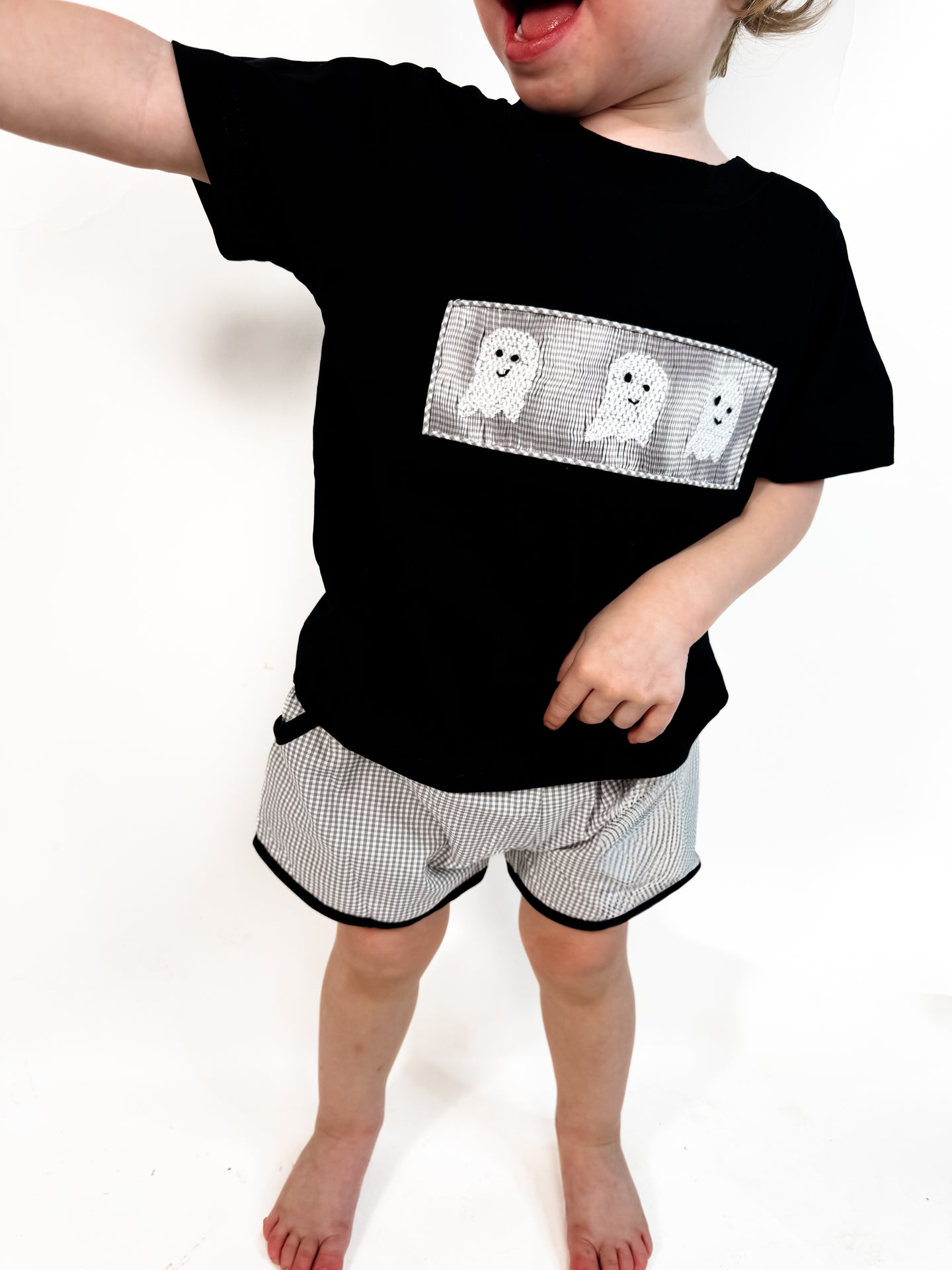 FALL FINALE; BOYS SPOOKY BOOS SHORT SET