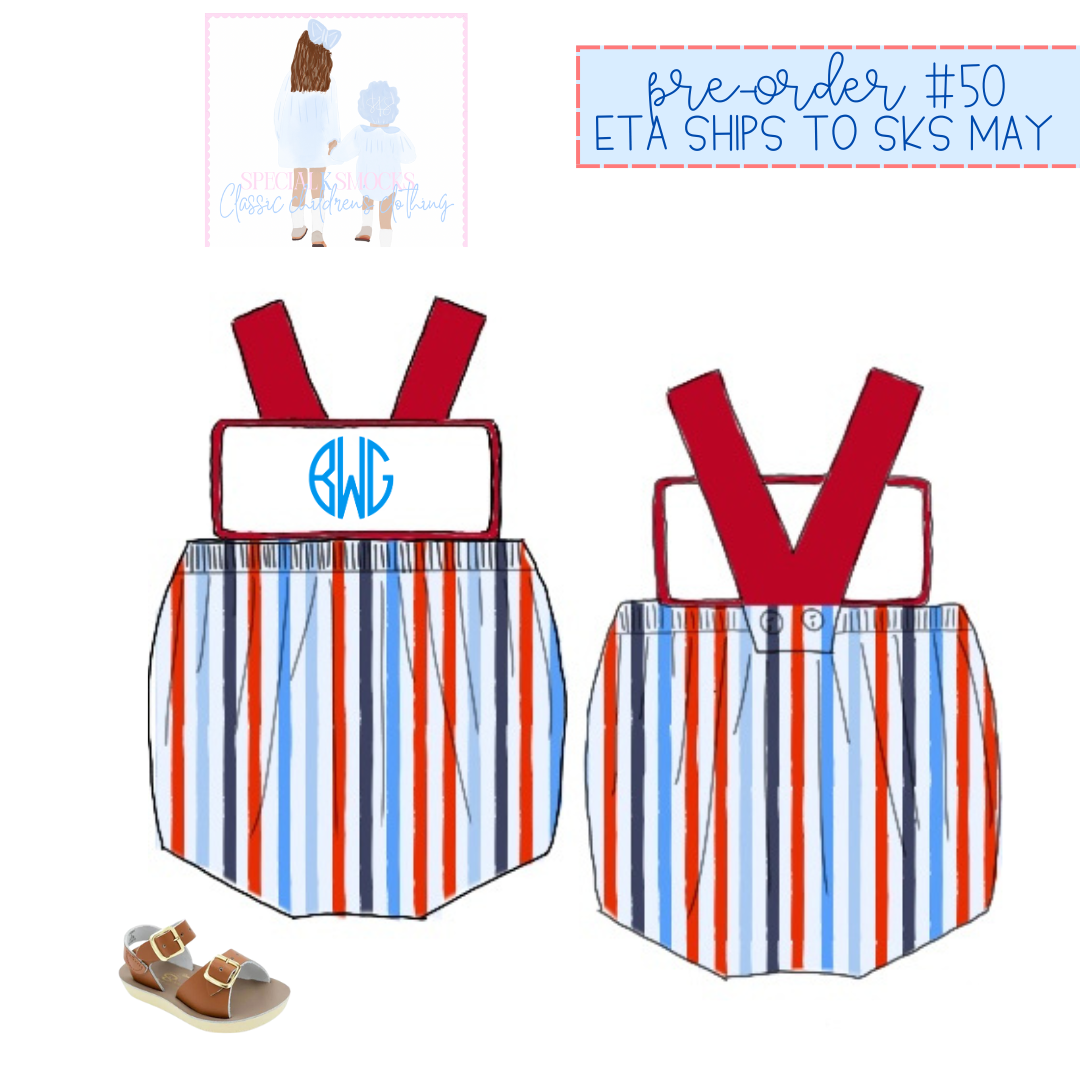 Boys America the Bowtiful Knit Striped Salute Sunsuit Pre-Order