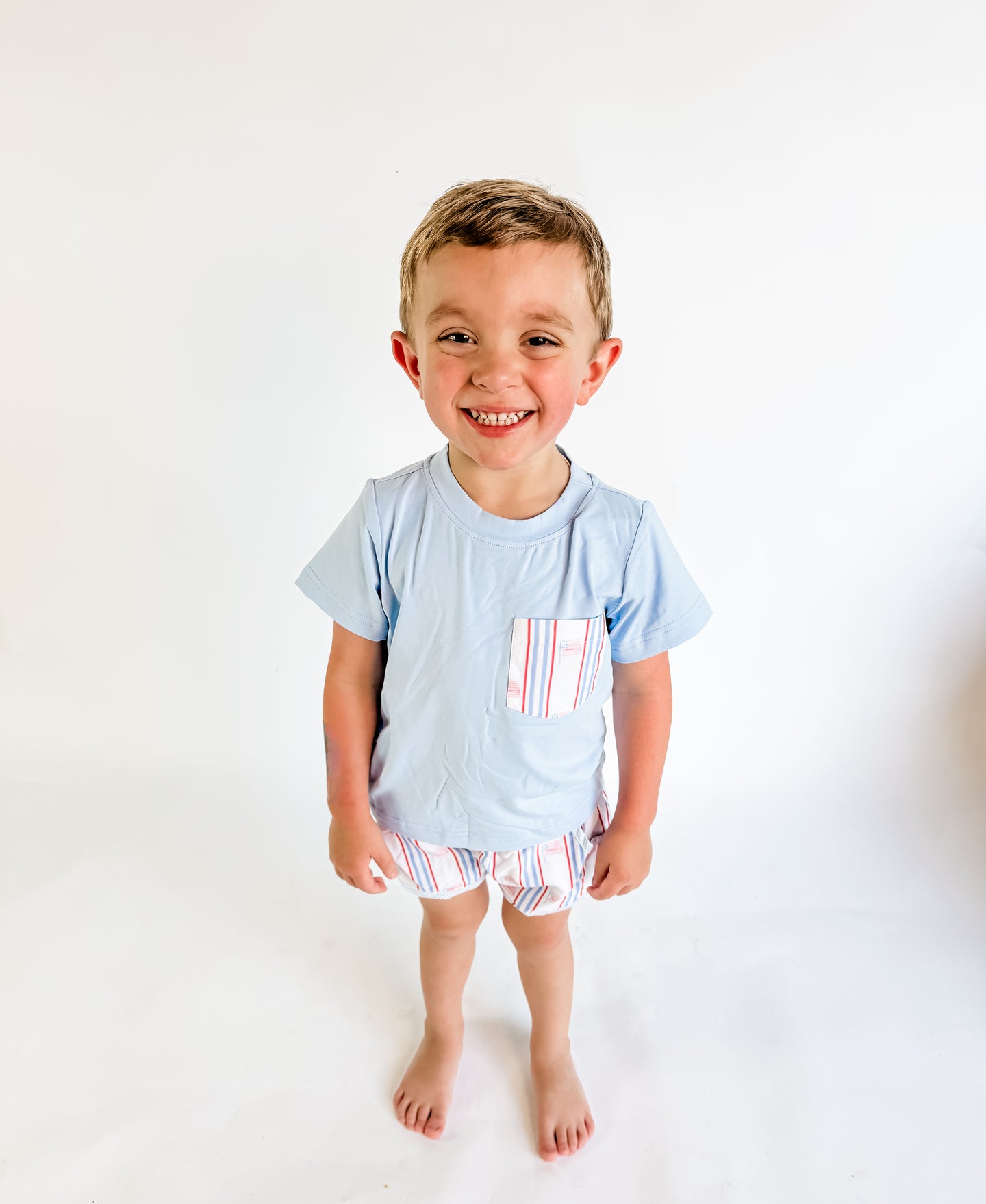 Boys Sweet Stars and Stripes; Boys Pocket Tee Printed Set