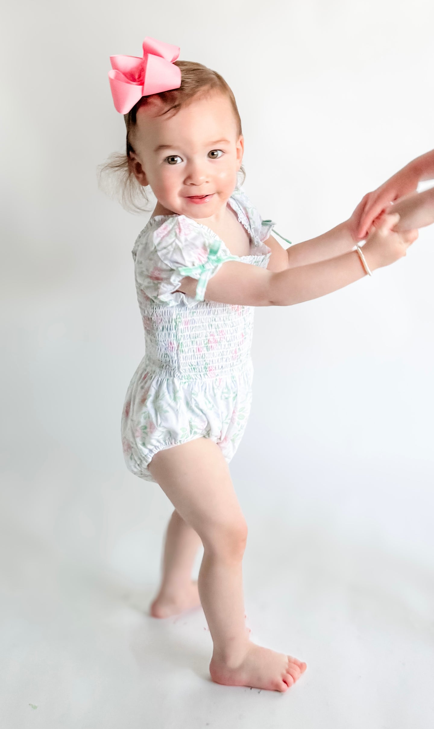 Girls Fancy Me Spring; Floral Smocked One Piece Swimsuit