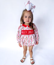 Load image into Gallery viewer, Girls Merry Belle Mistletoe Name Smocked Bubble
