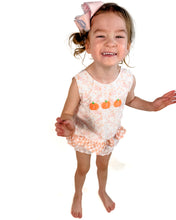 Load image into Gallery viewer, FALL FINALE; GIRLS PEACHY PUMPKINS &amp; PETALS BLOOMER SET
