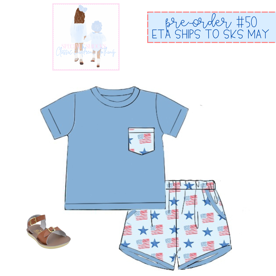 Boys America the Bowtiful Knit, American Boy Short Set Pre-Order