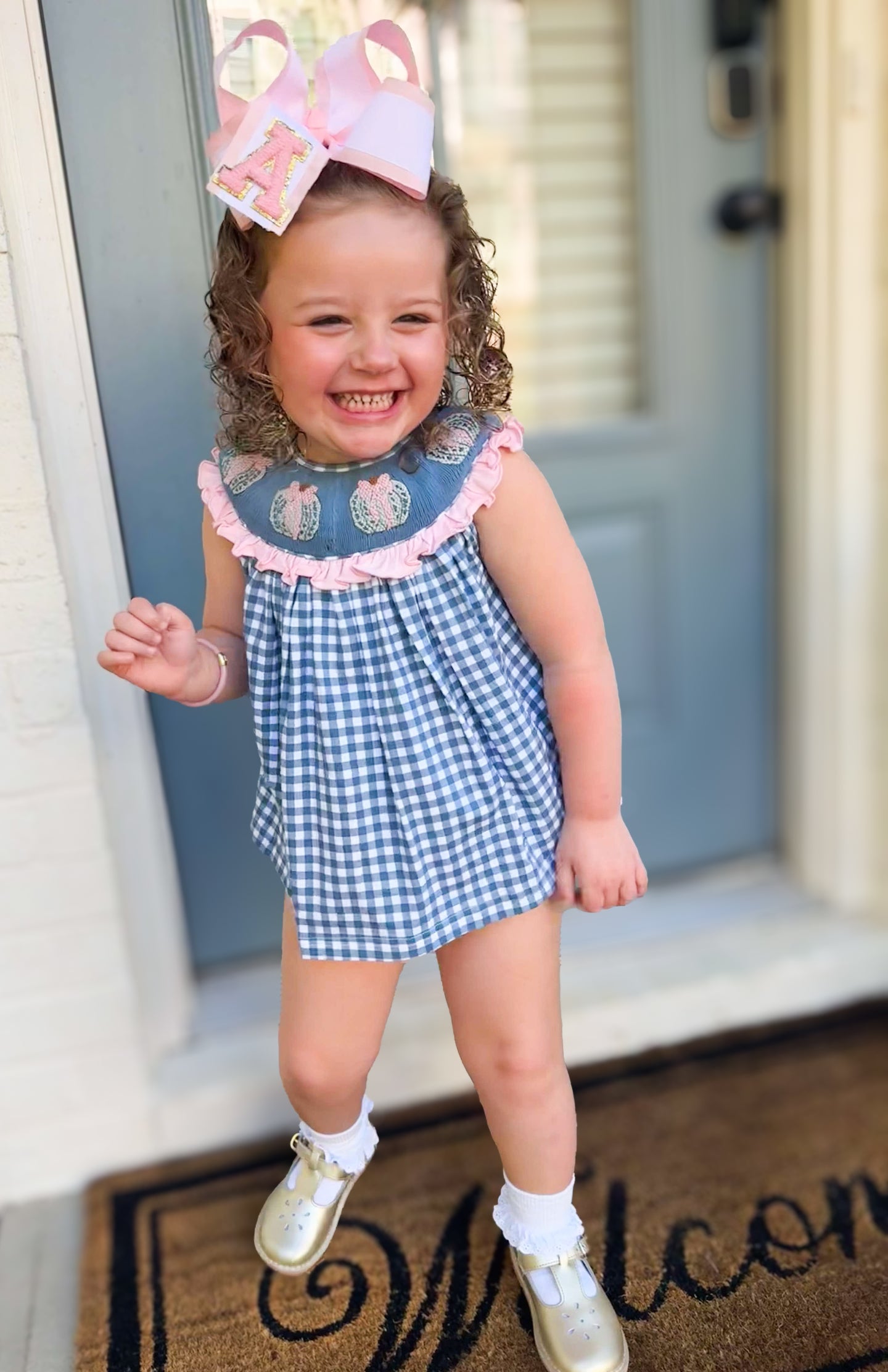 Girls Posh Pumpkins Smocked Diaper Set