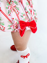 Load image into Gallery viewer, Girls Merry Belle Mistletoe Name Smocked Bubble
