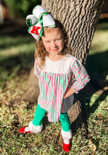 Load image into Gallery viewer, Girls Peppermint Stripe Ruffle Pant Set
