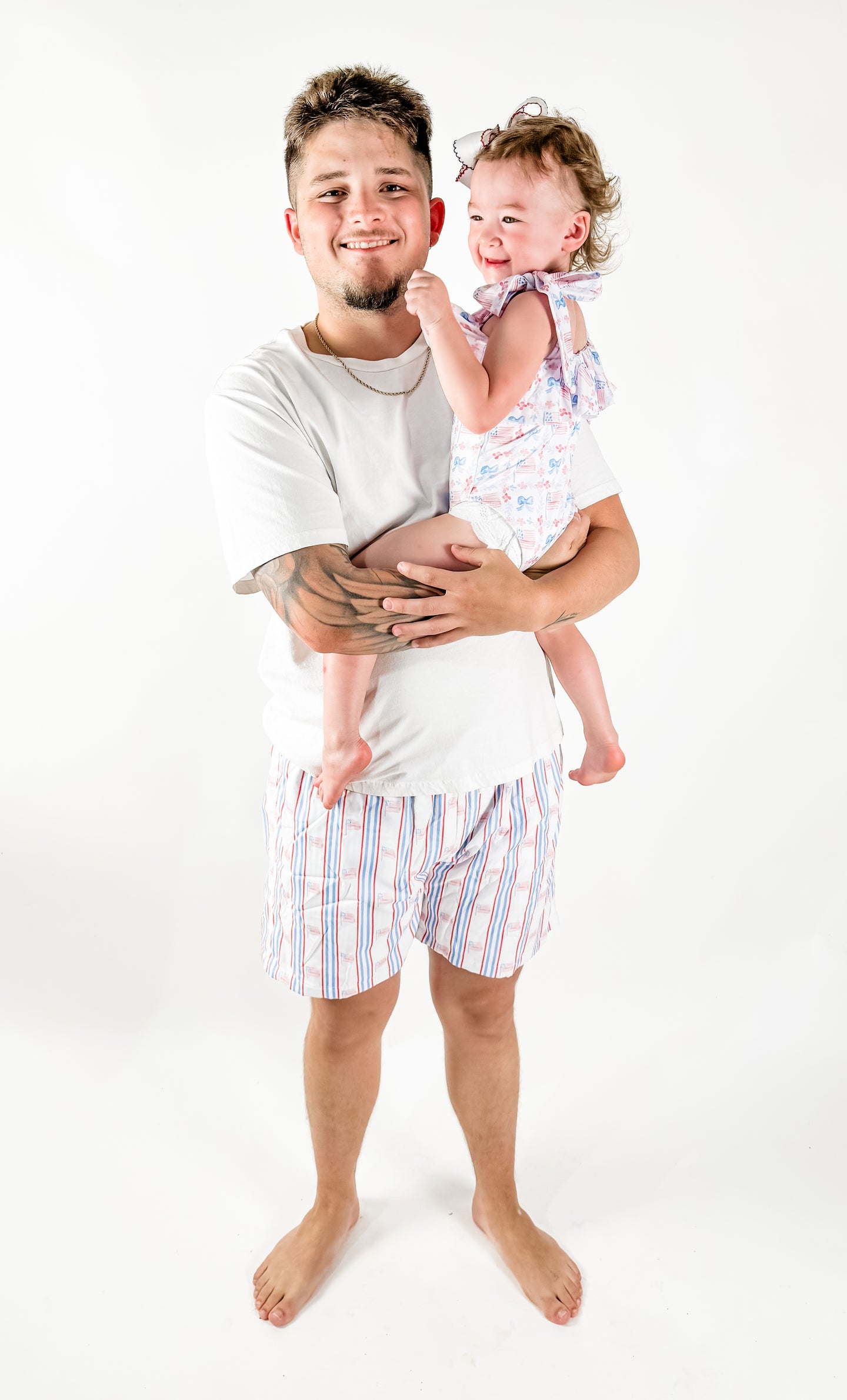 Dads Sweet Stars and Special Stripes;  Watercolor Patriotic Swim Trunks