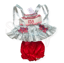 Load image into Gallery viewer, America The Bowtiful Smocked Diaper Set
