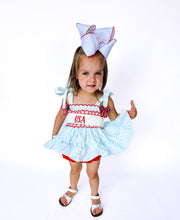 Load image into Gallery viewer, America The Bowtiful Smocked Diaper Set
