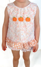 Load image into Gallery viewer, FALL FINALE; GIRLS PEACHY PUMPKINS &amp; PETALS BLOOMER SET
