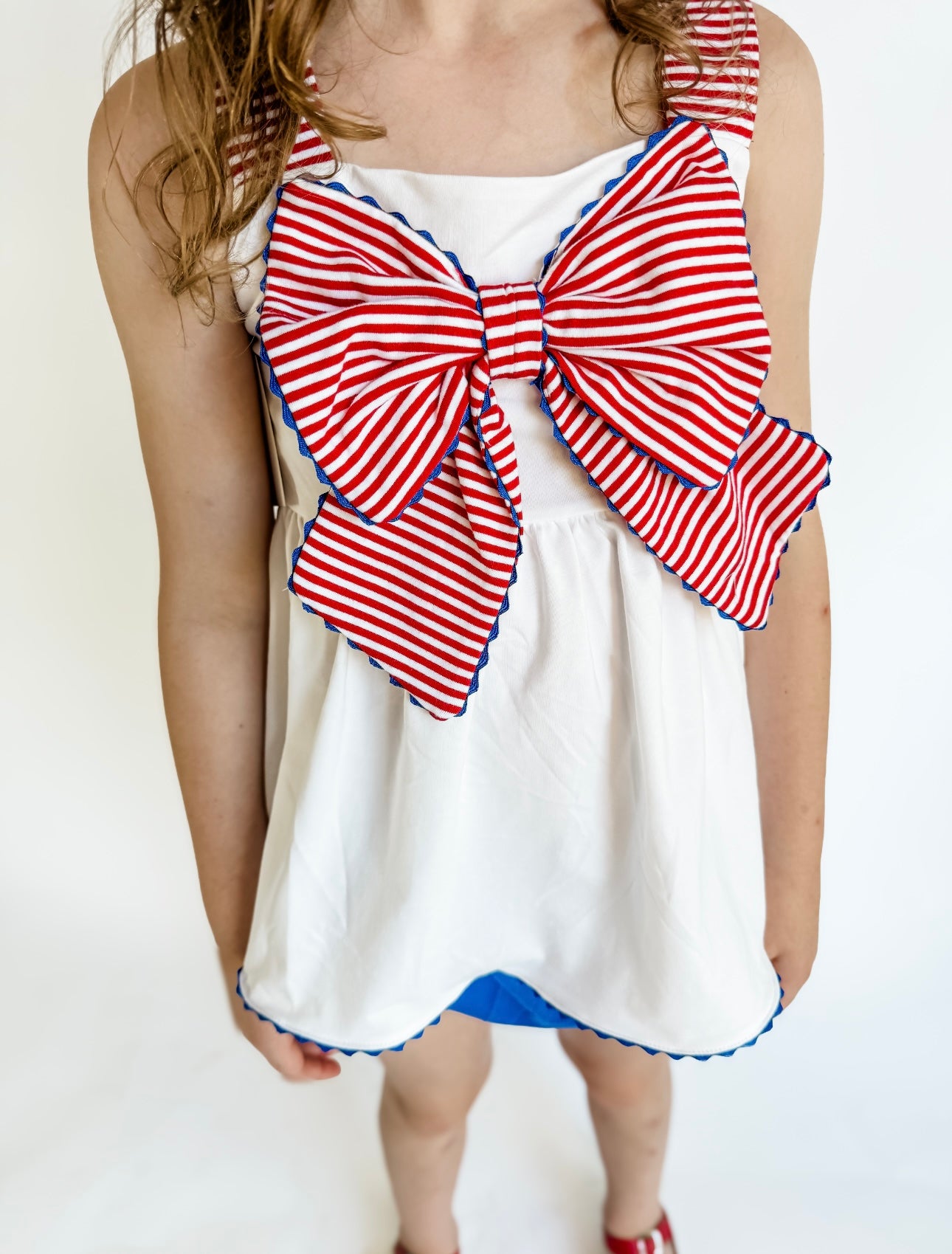 Girls Sweet Stars and Stripes; Bow Front Knit Diaper Set