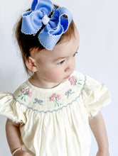 Load image into Gallery viewer, GIRLS SOMETHING BLUE SMOCKED BUBBLE
