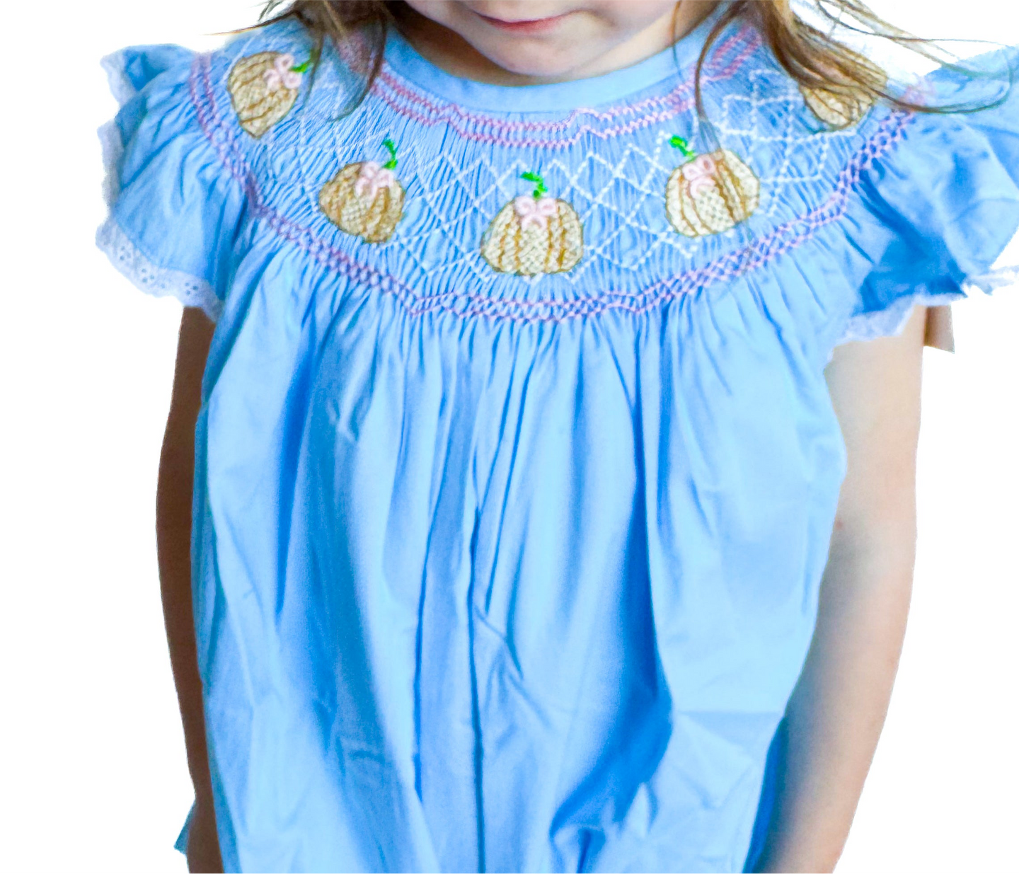 Girls Pretty Priss Pumpkins Smocked Diaper Set