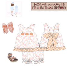 Load image into Gallery viewer, FALL FINALE; GIRLS PEACHY PUMPKINS &amp; PETALS BLOOMER SET PRE-ORDER

