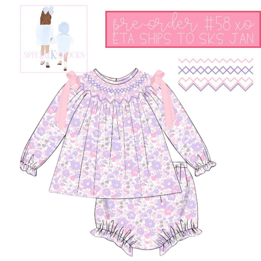 GIRLS XO SKS PETAL PARADE SMOCKED DIAPER SET PRE-ORDER