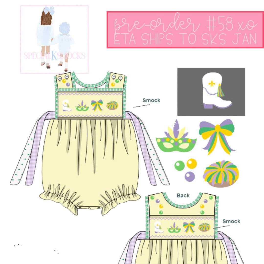GIRLS XO SKS MARDI PARDI SMOCKED BUBBLE PRE-ORDER