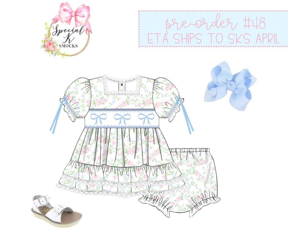 Girls Bow Smocked Fancy Me Diaper Set Pre-Order