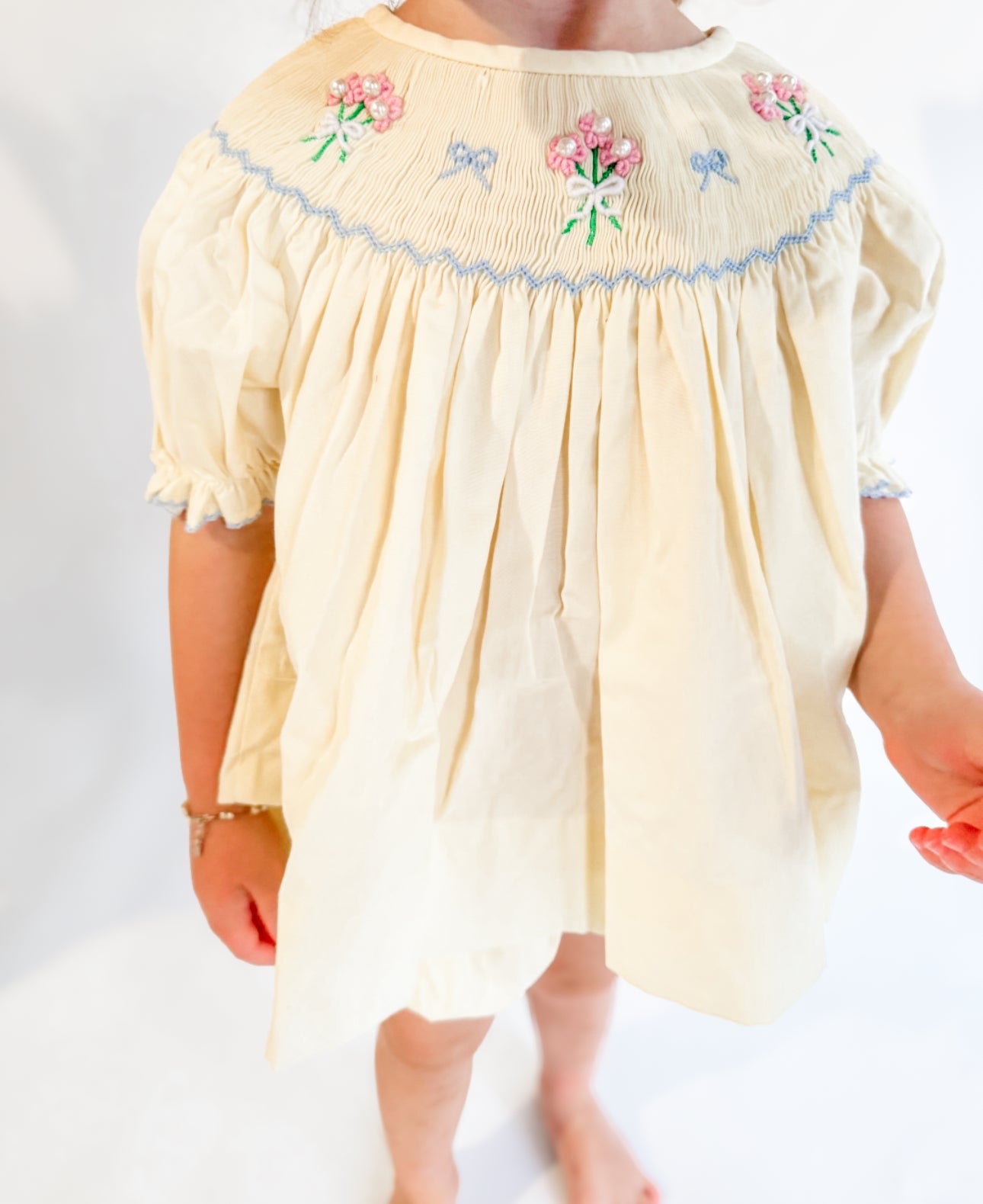 GIRLS SOMETHING BLUE SMOCKED DRESS