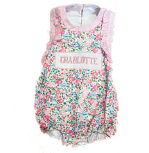 Load image into Gallery viewer, Pocket Full Of Petals; Girls Floral Name Smocked Bubble Ready To Ship
