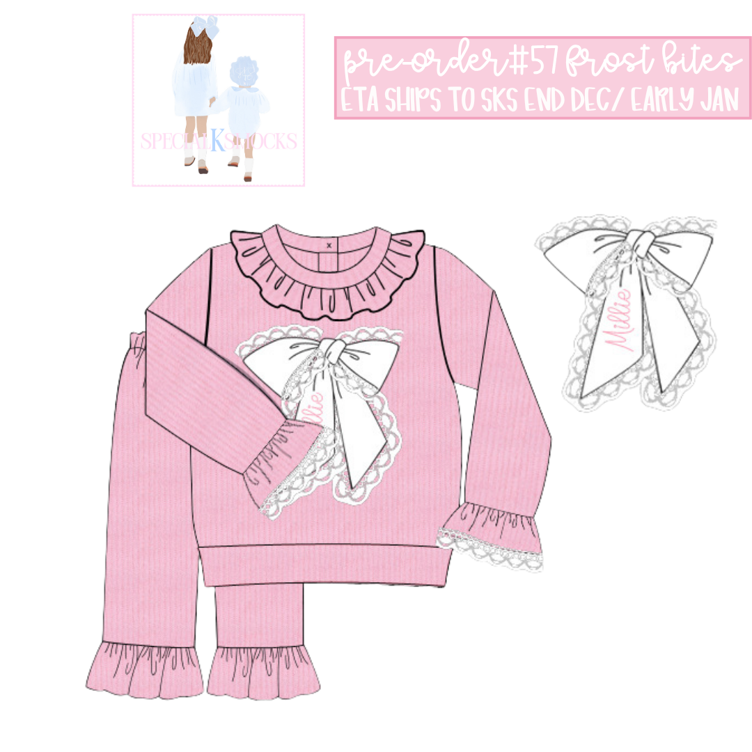 GIRLS BESTIE BOWS CARDIGAN PANT SET PRE-ORDER